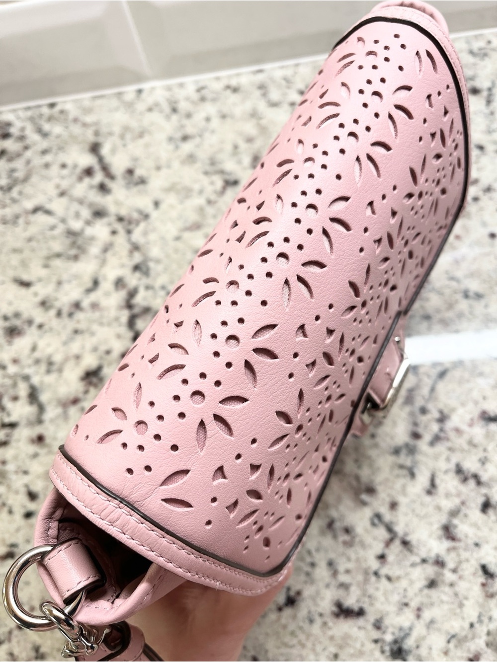 Coach Taylor Pink Leather Eyelet Flap Clutch EUC - Picture 7 of 12